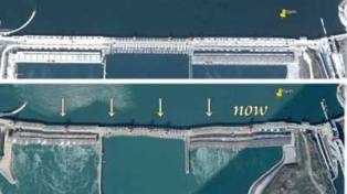 三峡ダムの歪みの証拠画像