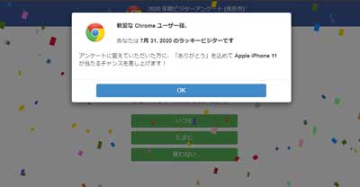 フィッシングサイトのビジターアンケート